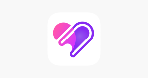 A purple and pink heart icon with a lowercase 'n' in a speech bubble on a white background.