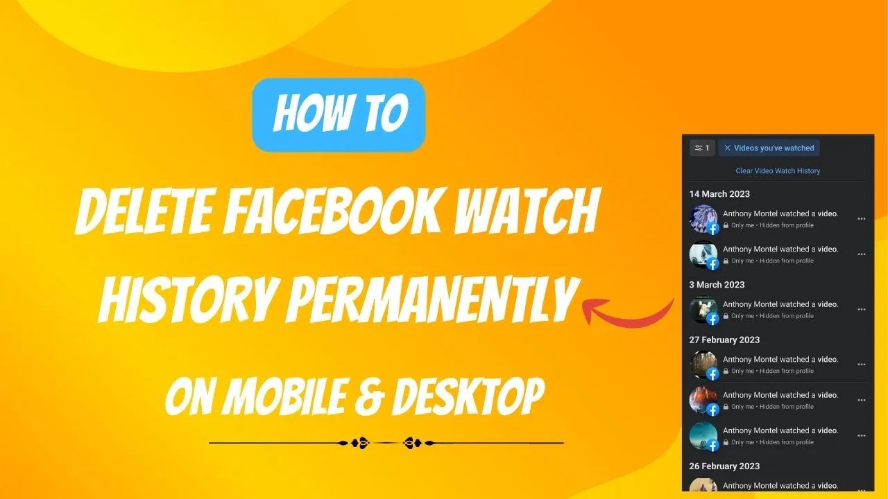 A screenshot of a web page with the title 'How to Delete Facebook Video Watch History Permanently on Mobile & Desktop'.