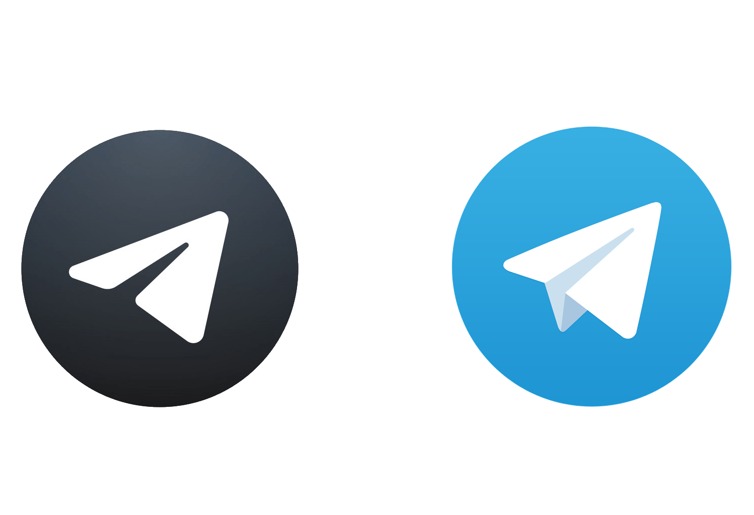 Telegram app logo in black and blue. 'Telegram video loss' search query results.