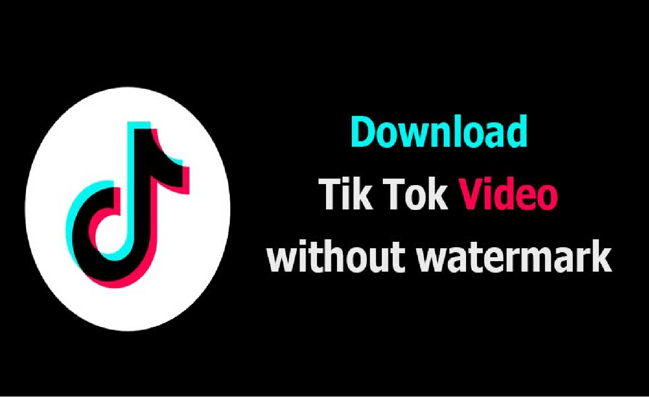 The image shows a black background with white text that reads 'Download TikTok video without watermark'.