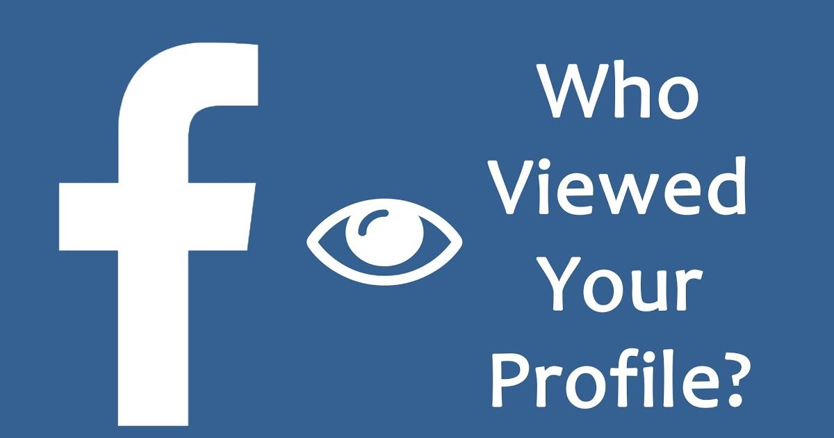 A blue background with white text that reads 'Who viewed your profile?' with a Facebook icon on the left and an eye icon on the right.