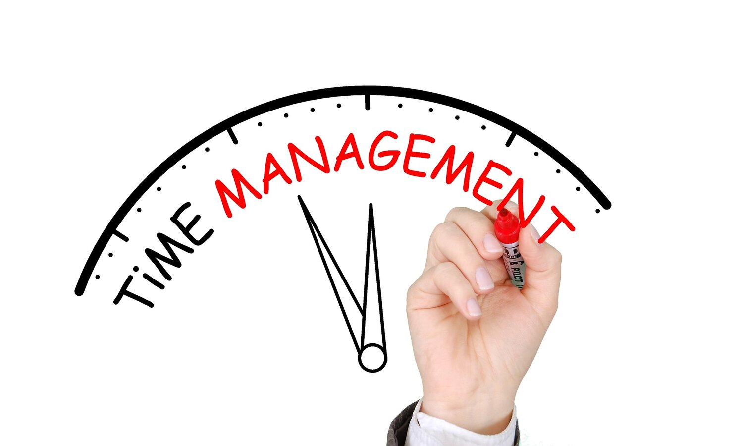 Effective time management strategies for students, shown as a clock with the words 'Time Management' written around it.