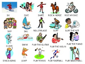 Various leisure activities icons with the words underneath each icon representing different hobbies a person can do in their free time.