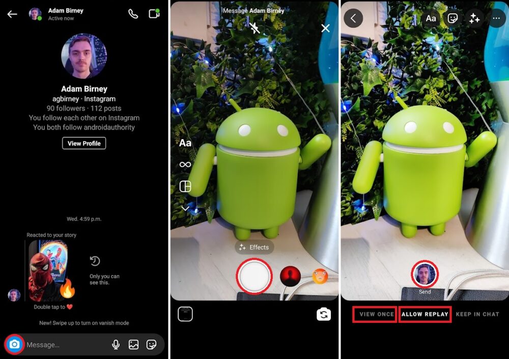 A screenshot of the Instagram app with a green Android mascot on the screen and the caption 'How to take a screenshot on Instagram without being detected'.