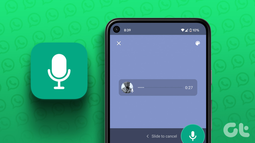 A green icon with a white microphone on the left and a smartphone on the right with a voice message playing on the screen.